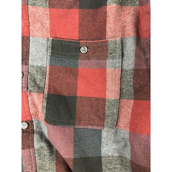 Rugged Elements Flannel Shirt Jacket L Gray Burgundy Plaid Lined Authentic Outer - Picture 3 of 7